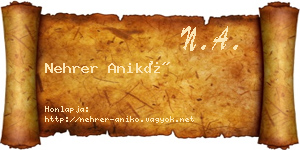 Nehrer Anikó névjegykártya
